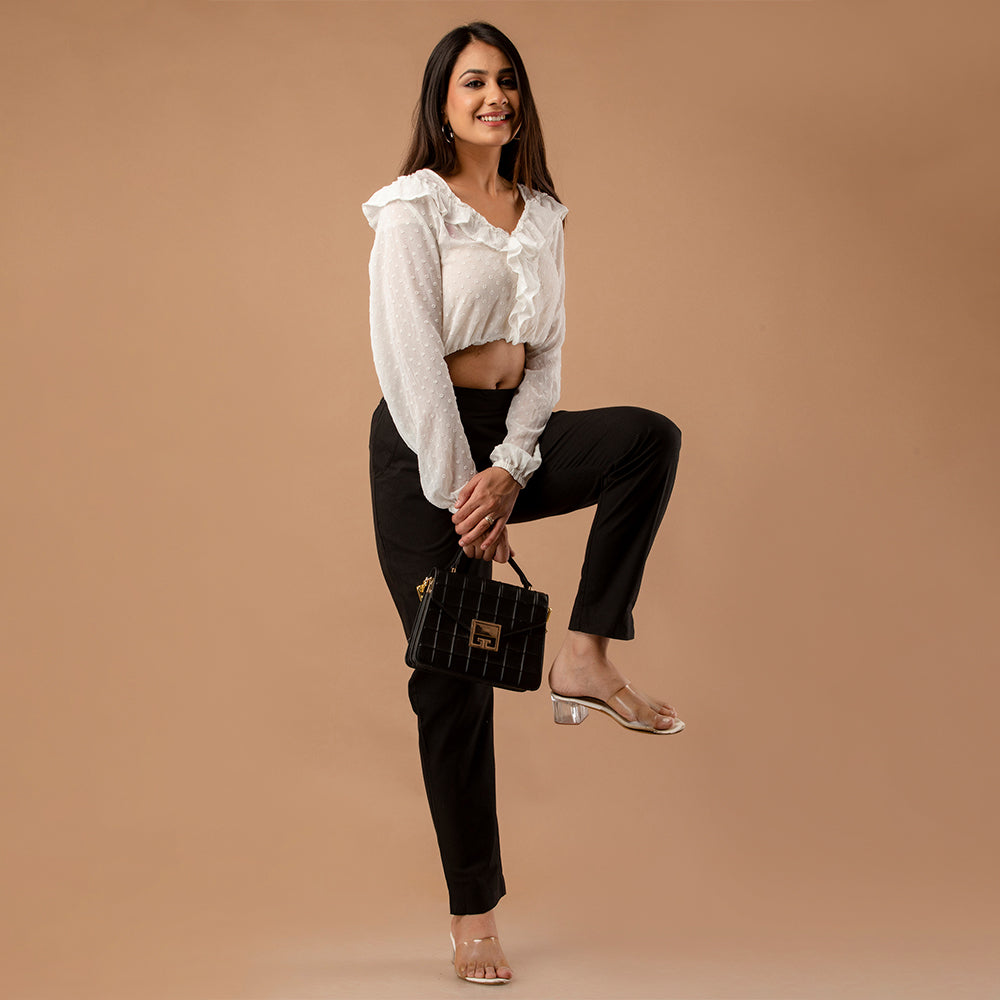 Women’s Black Cotton Formal Pants
