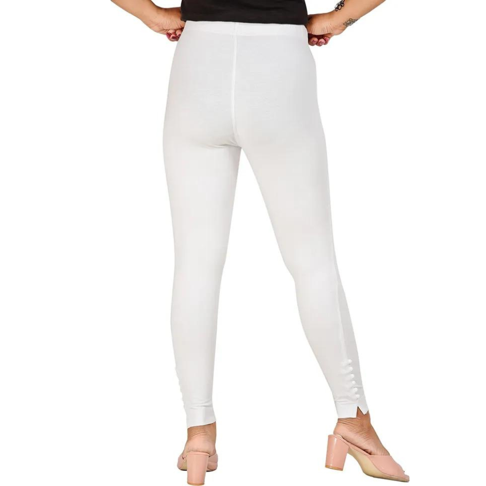 Ankle Length Western Wear White Boondi Legging