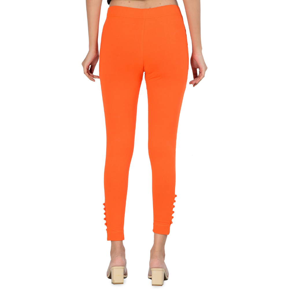 Ankle Length Western Wear Orange Boondi Legging