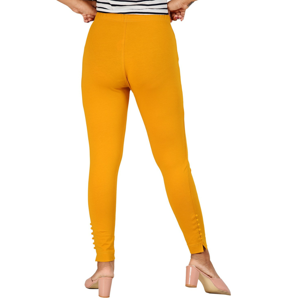 Ankle Length Western Wear Yellow Boondi Legging