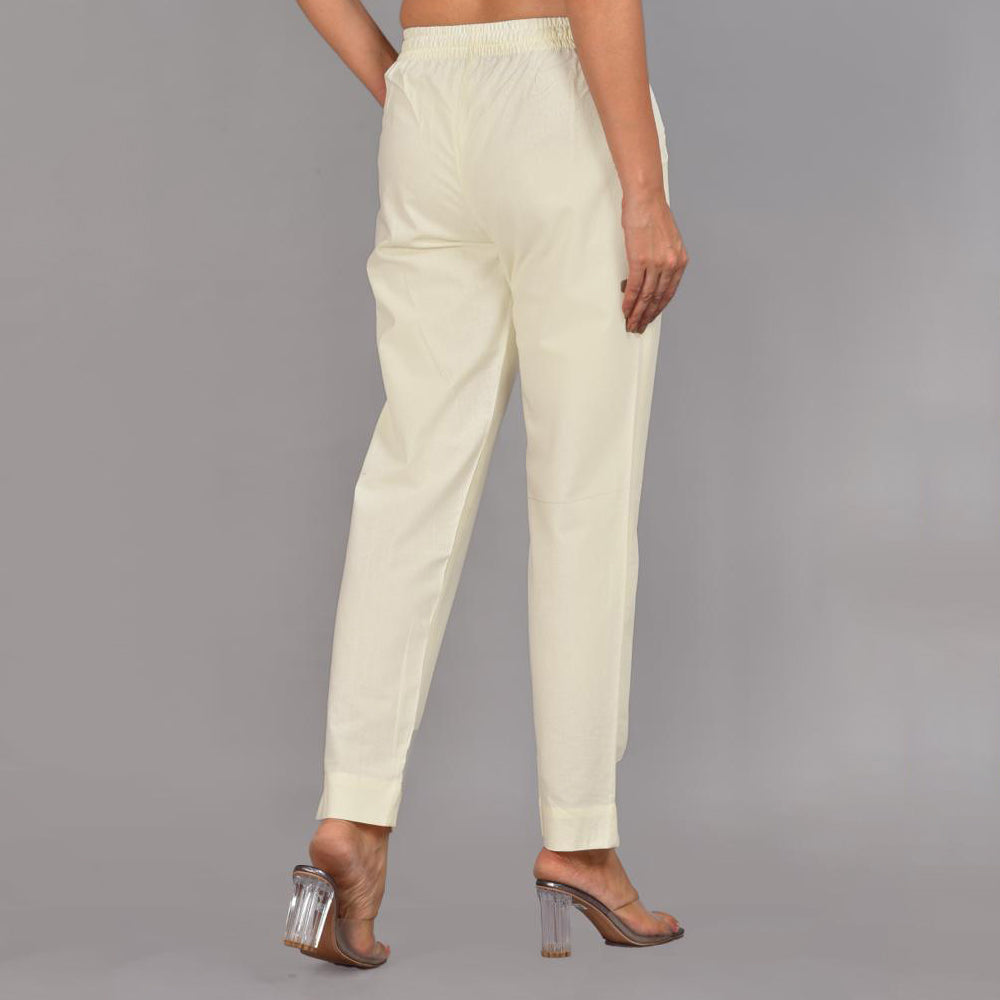 Women’s Cream Cotton Formal Pants