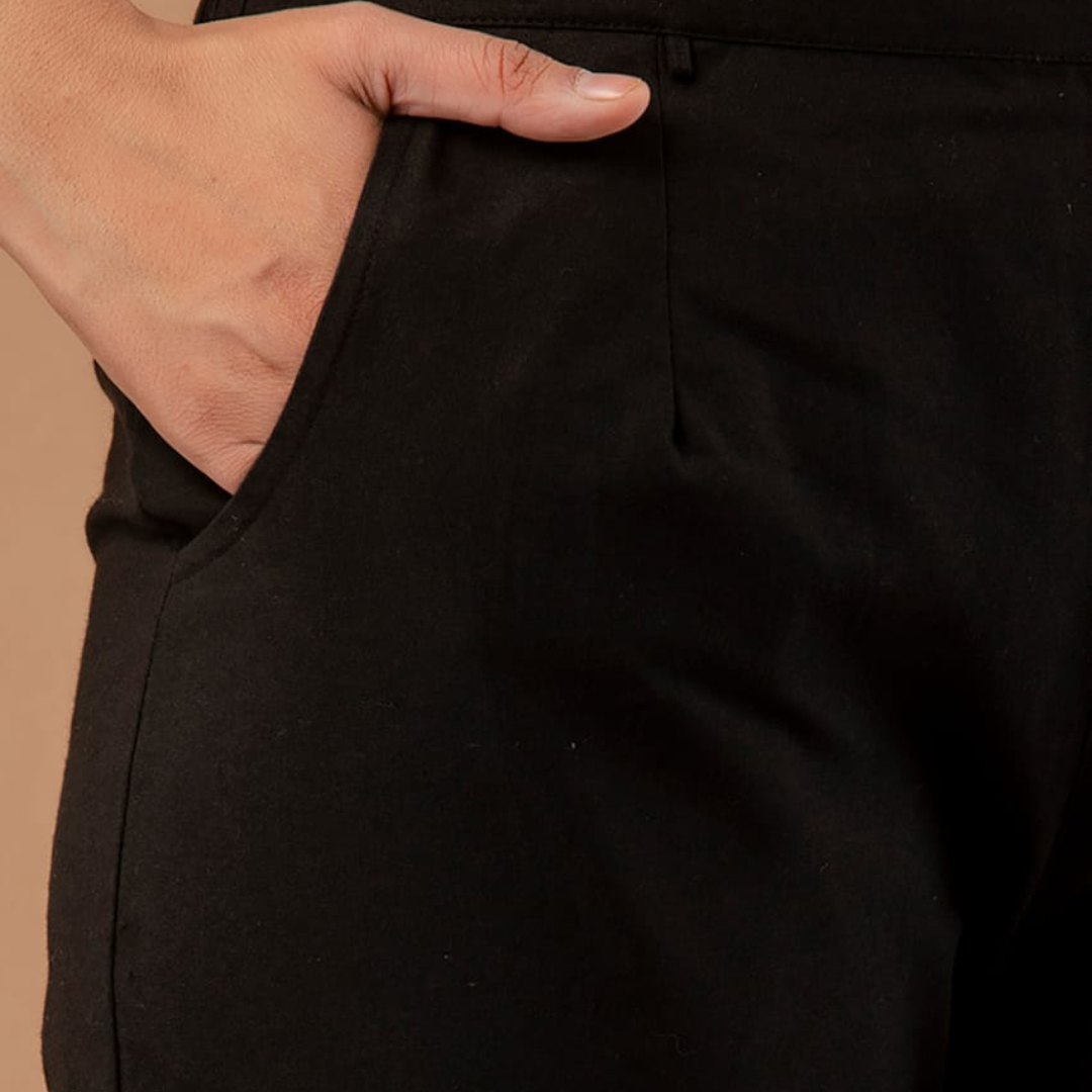 Women’s Black Cotton Formal Pants