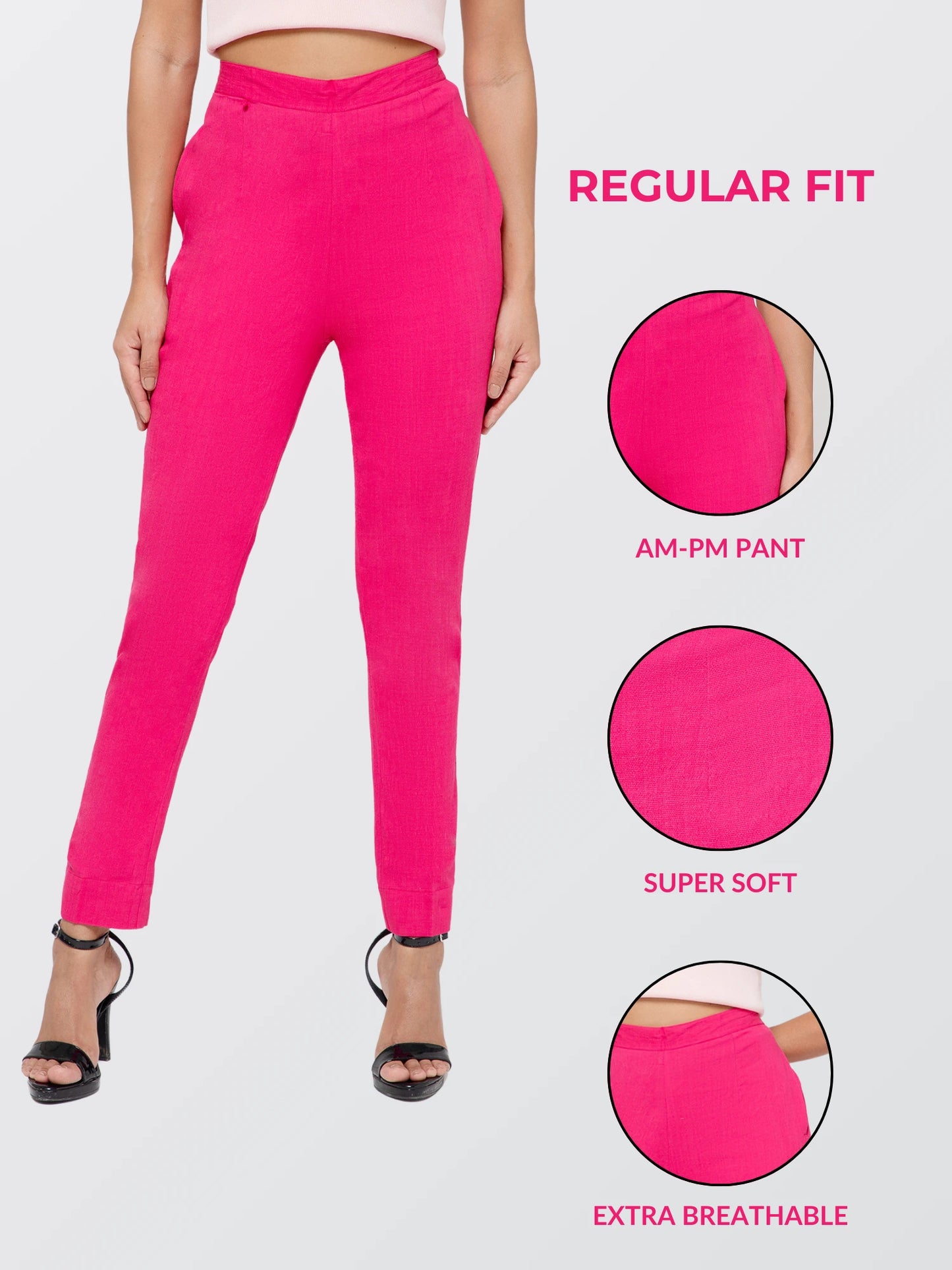 Regular Fit Women Dark Pink Stretchable Pants