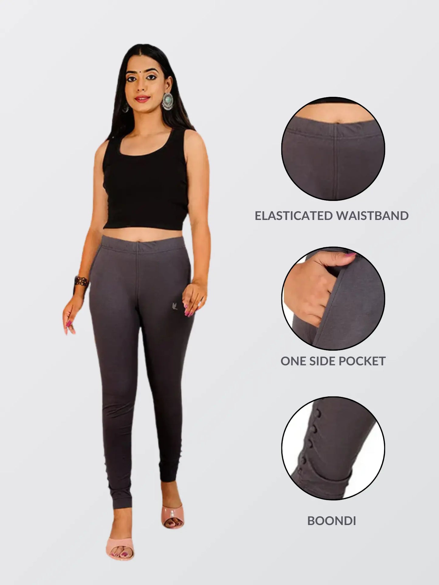 Ankle Length Western Wear Grey Legging