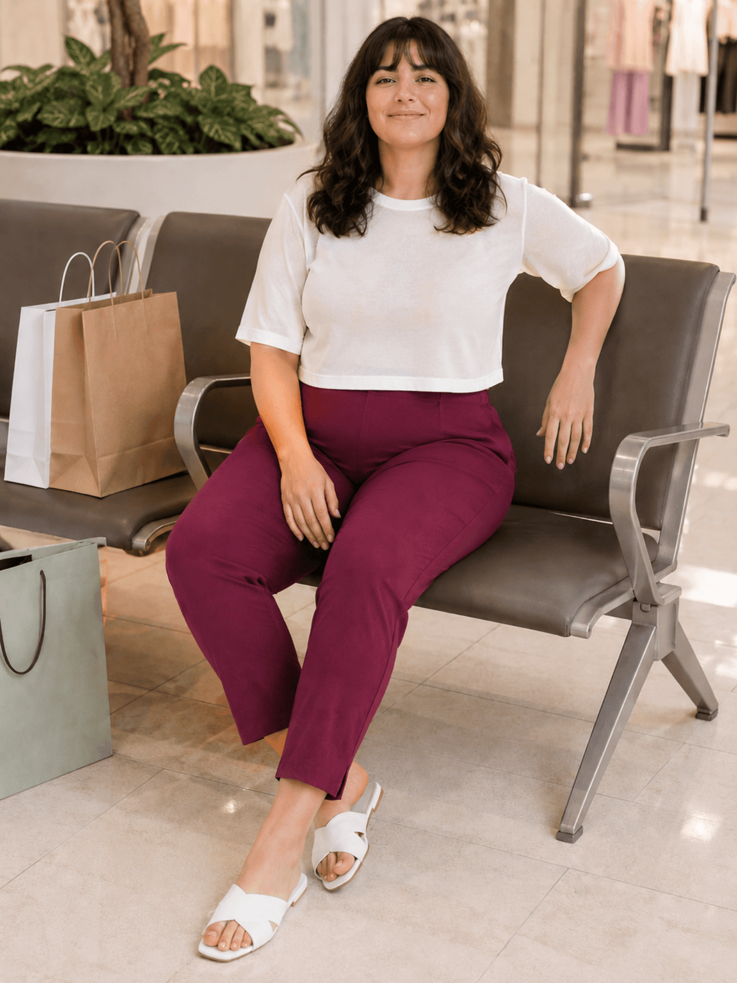 Women’s Wine Cotton Pants