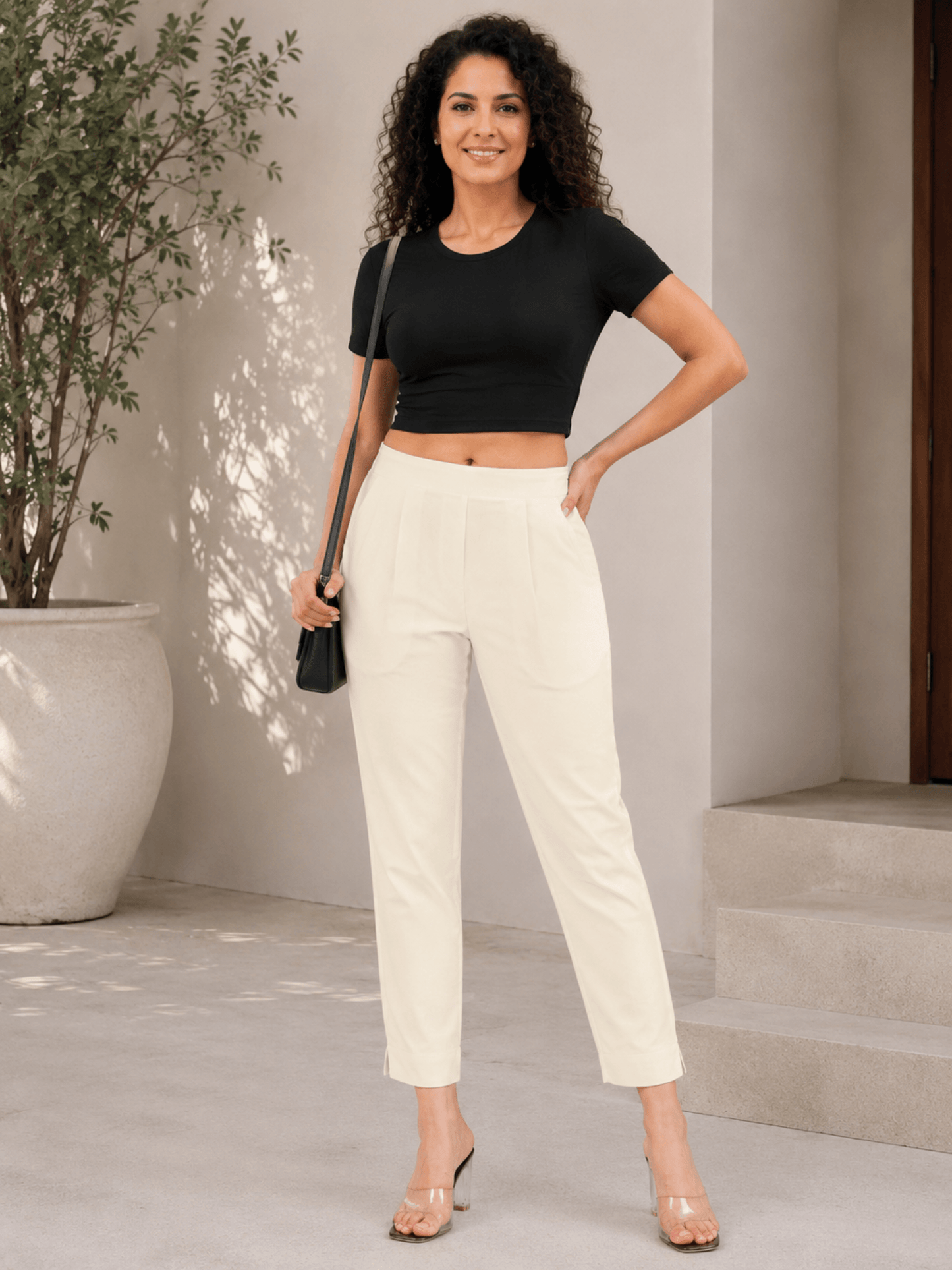 Women’s Cream Cotton Pants
