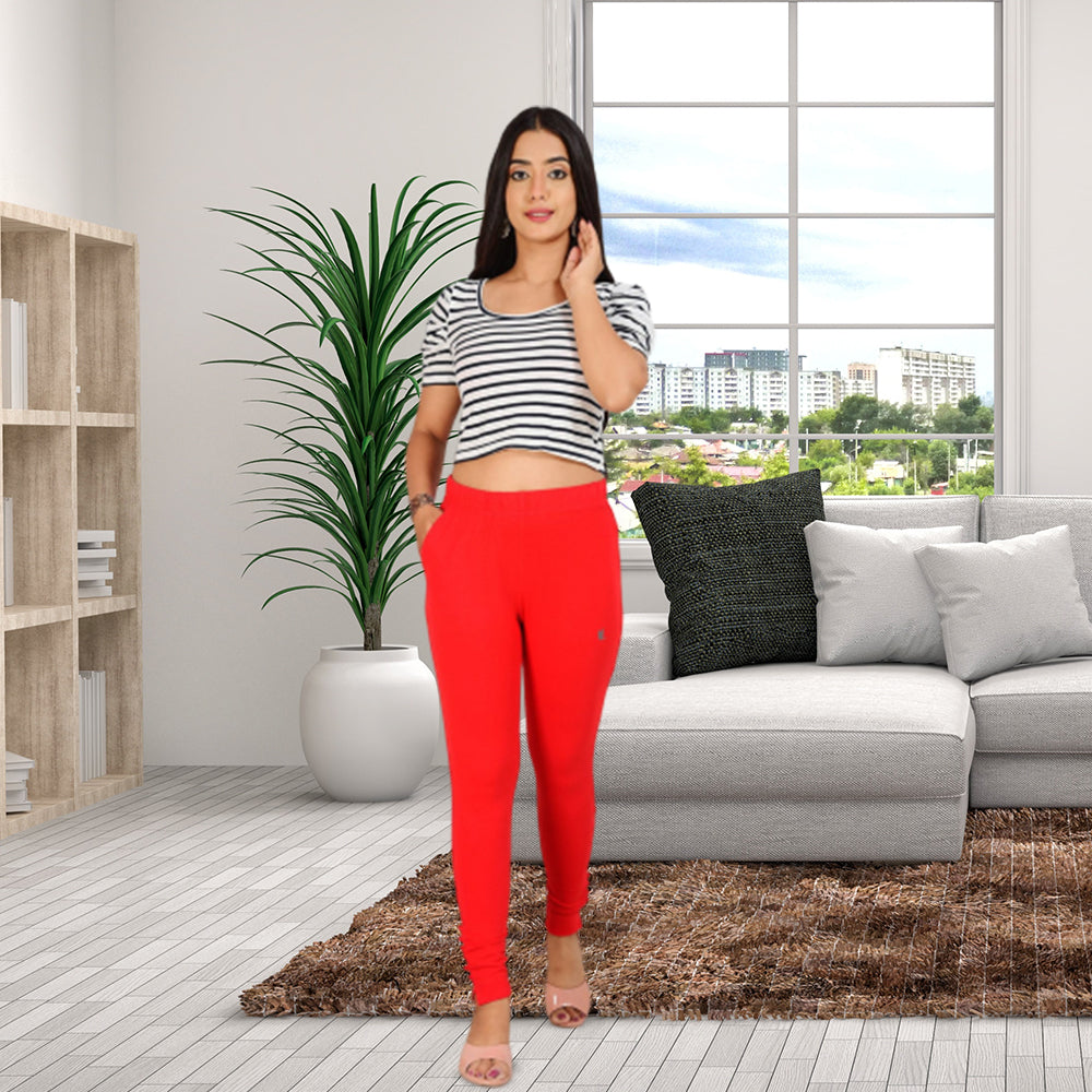Ankle Length Western Wear Red Legging