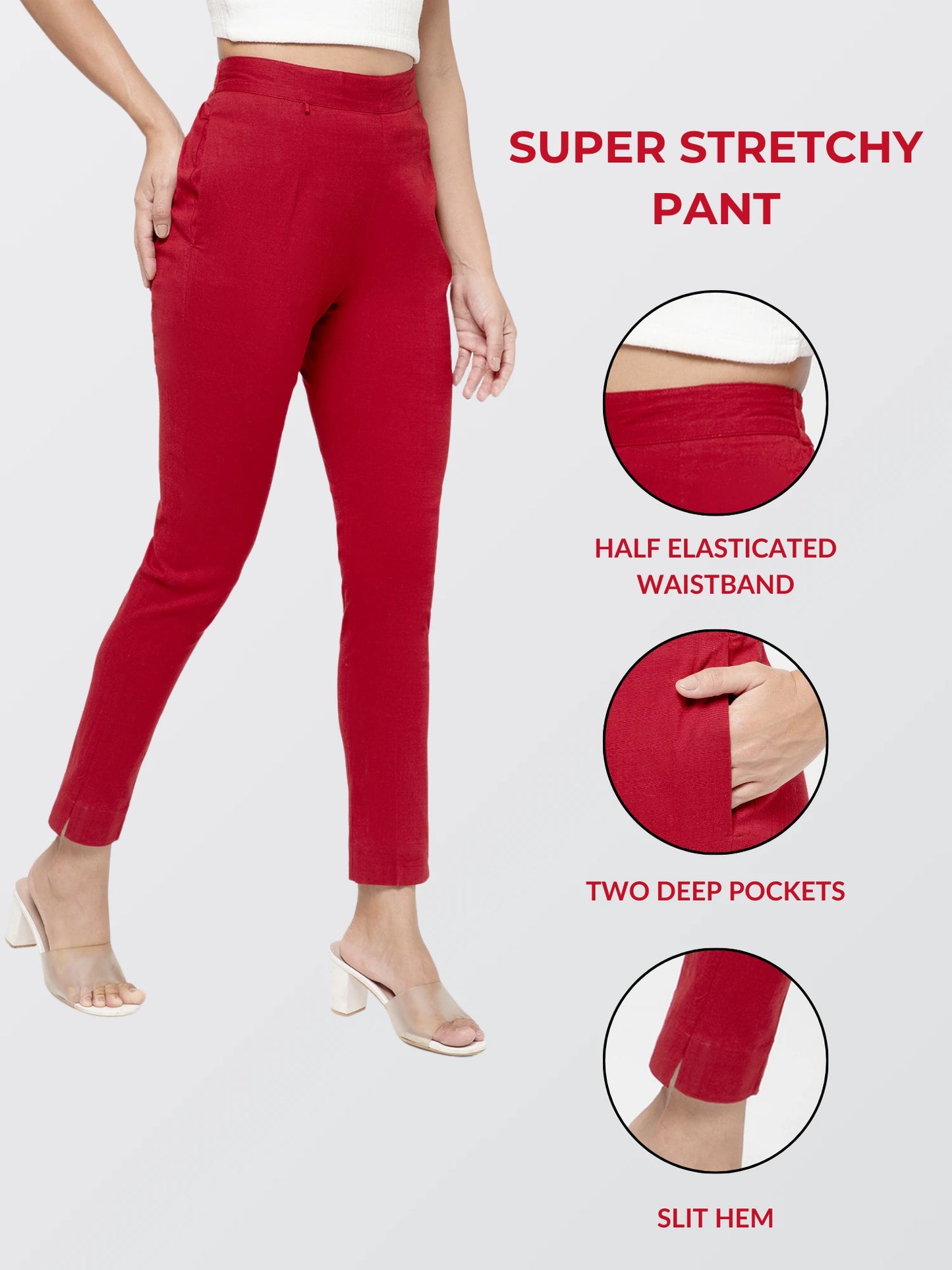 Regular Fit Women Maroon Stretchable Pants