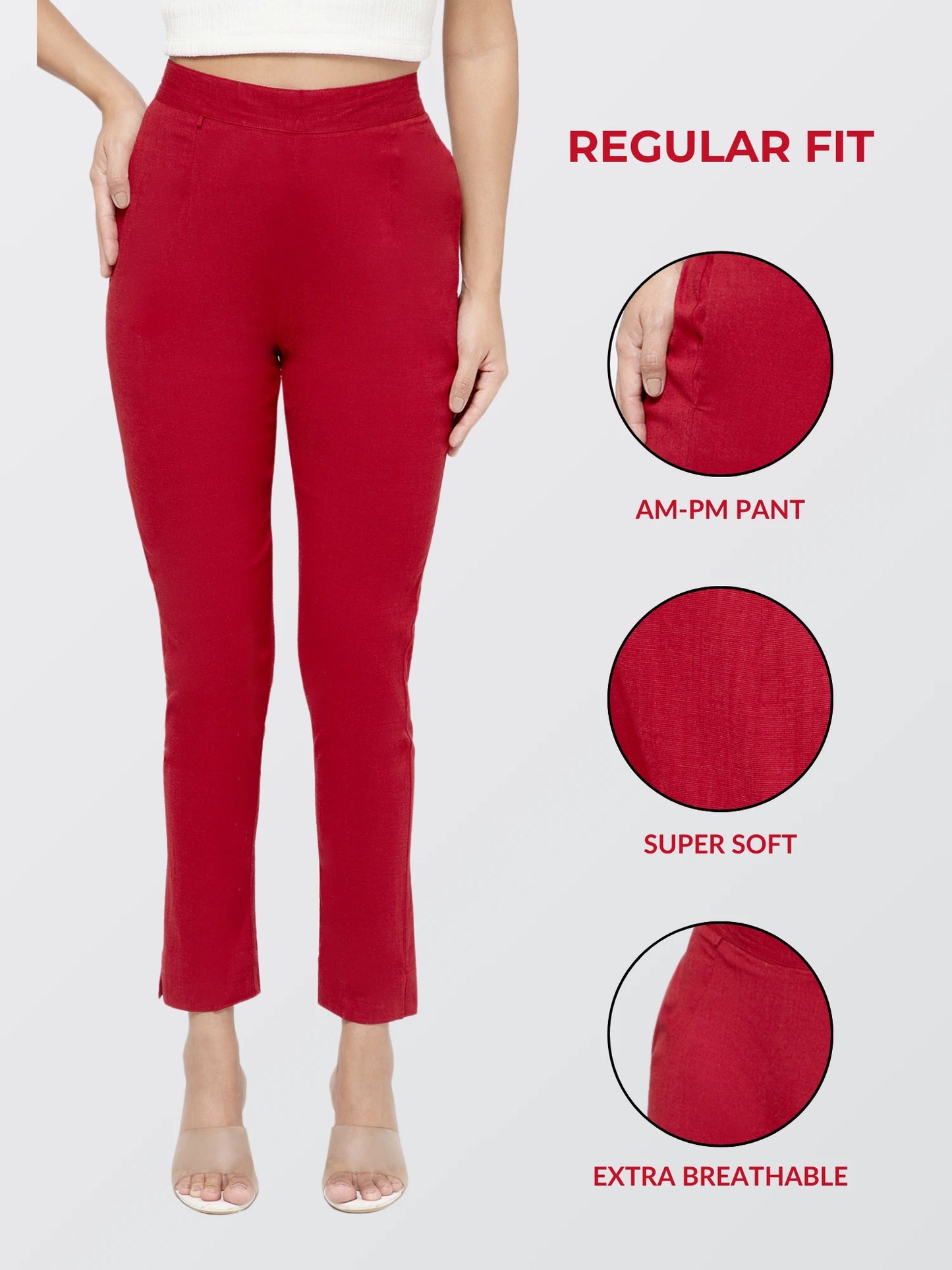 Regular Fit Women Maroon Stretchable Pants