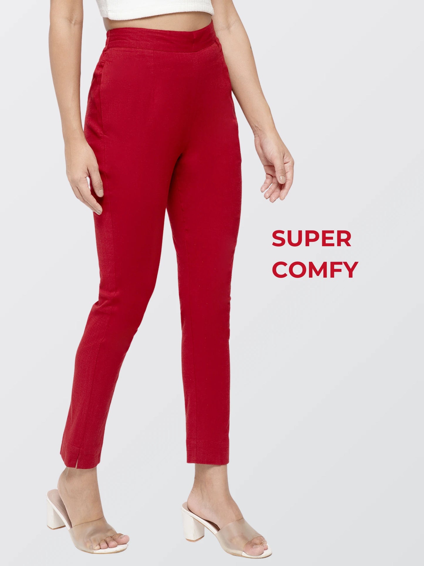 Regular Fit Women Maroon Stretchable Pants