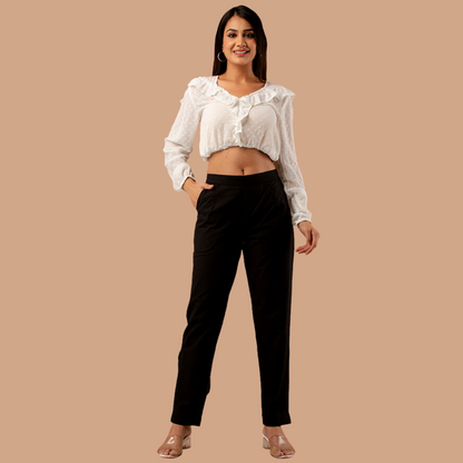 Women’s Black Cotton Formal Pants