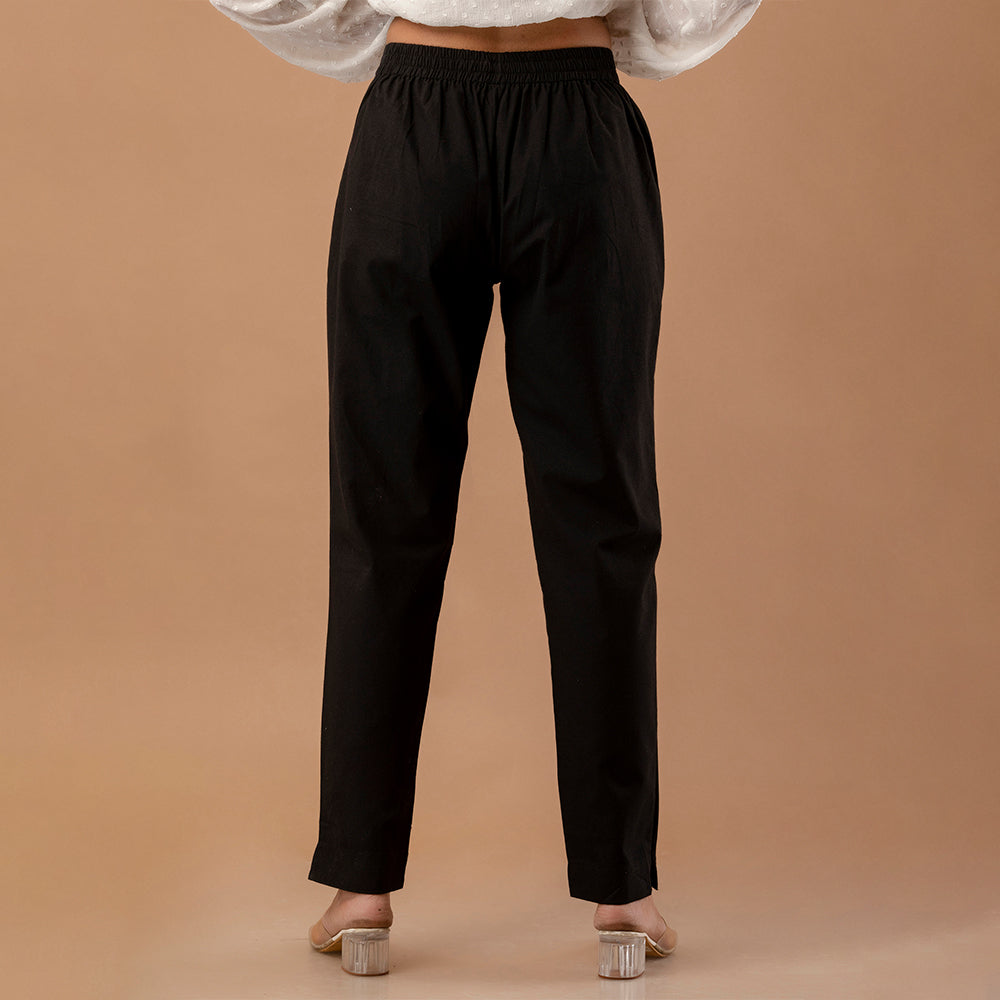 Women’s Black Cotton Formal Pants