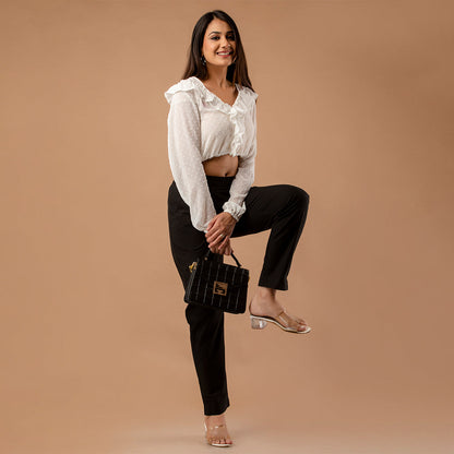 Women’s Black Cotton Formal Pants