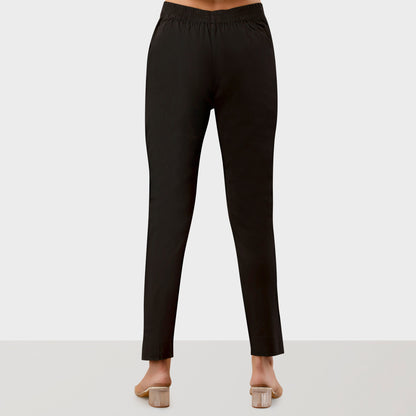 Regular Fit Women Black Stretchable Pants