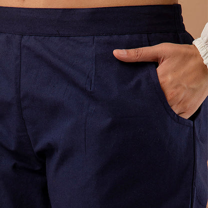 Women’s Navy Blue Cotton Formal Pants