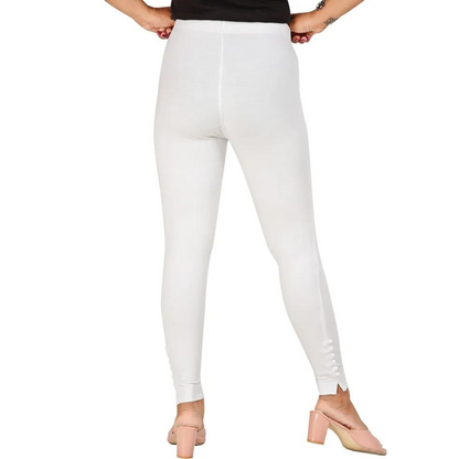 Ankle Length Western Wear White Boondi Legging