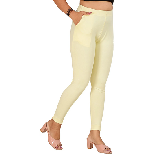 Ankle Length Western Wear Cream Legging