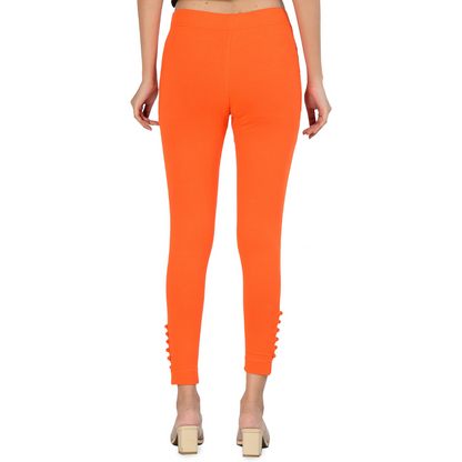 Ankle Length Western Wear Orange Boondi Legging