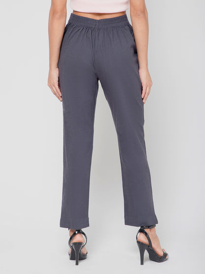 Regular Fit Women Dark Grey Stretchable Pants