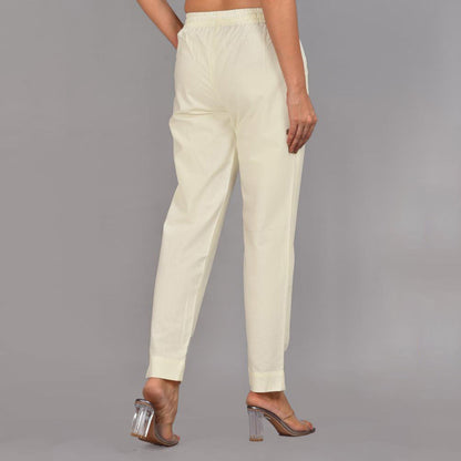Women’s Cream Cotton Formal Pants