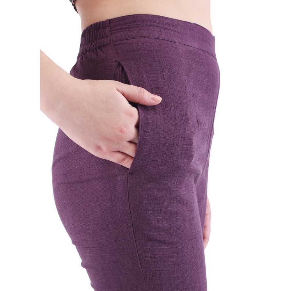 Regular Fit Women Purple Stretchable Pants