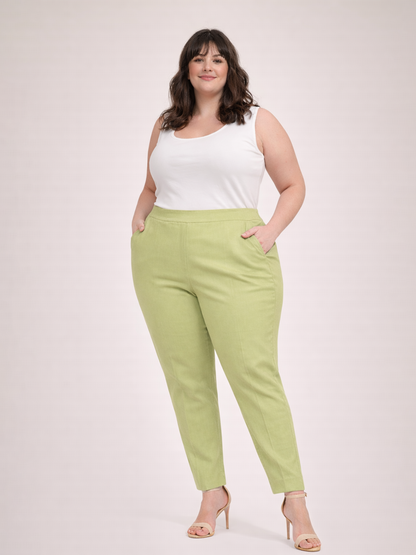 Regular Fit Women Pista Green Stretchable Pants