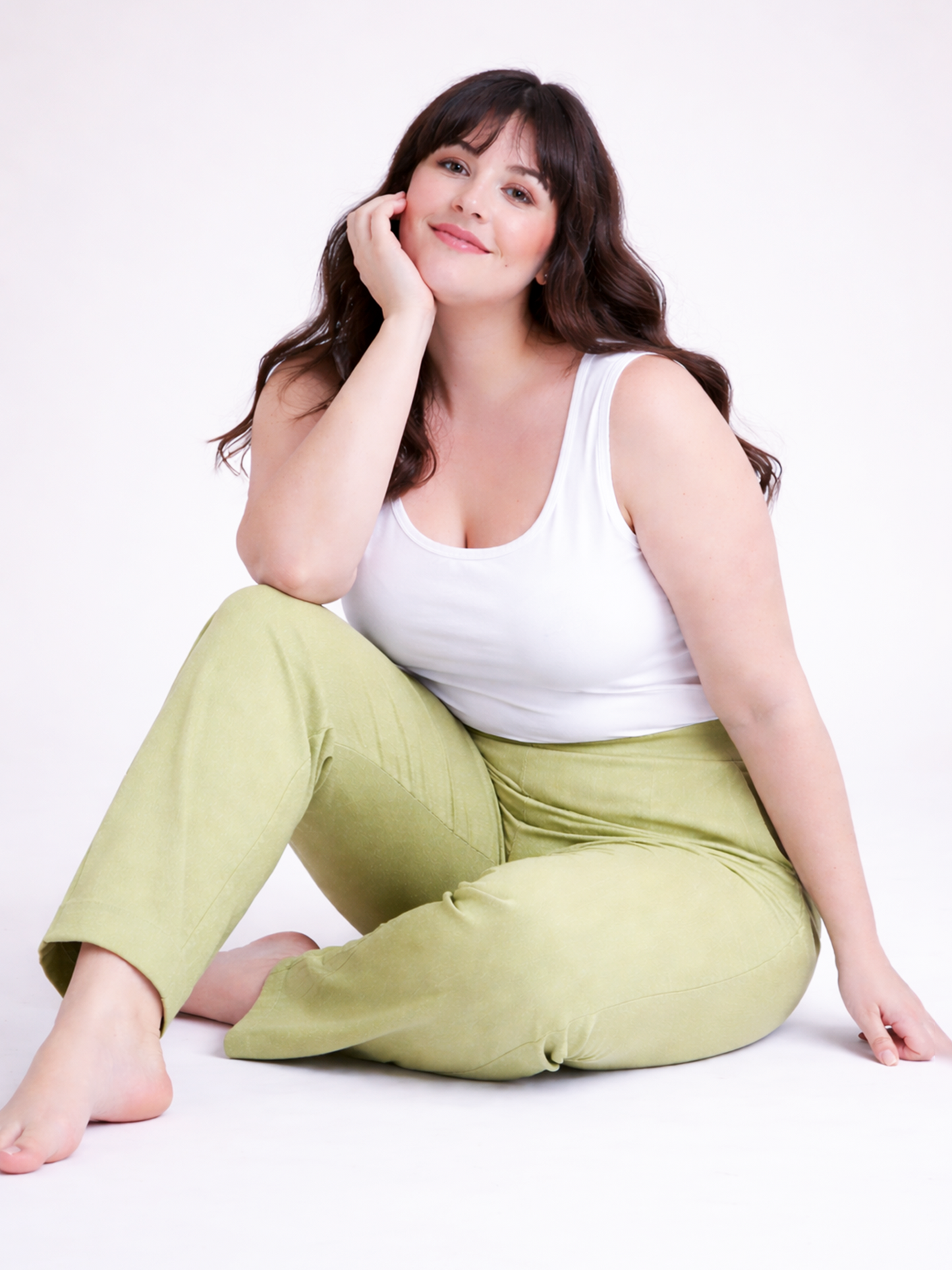 Regular Fit Women Pista Green Stretchable Pants