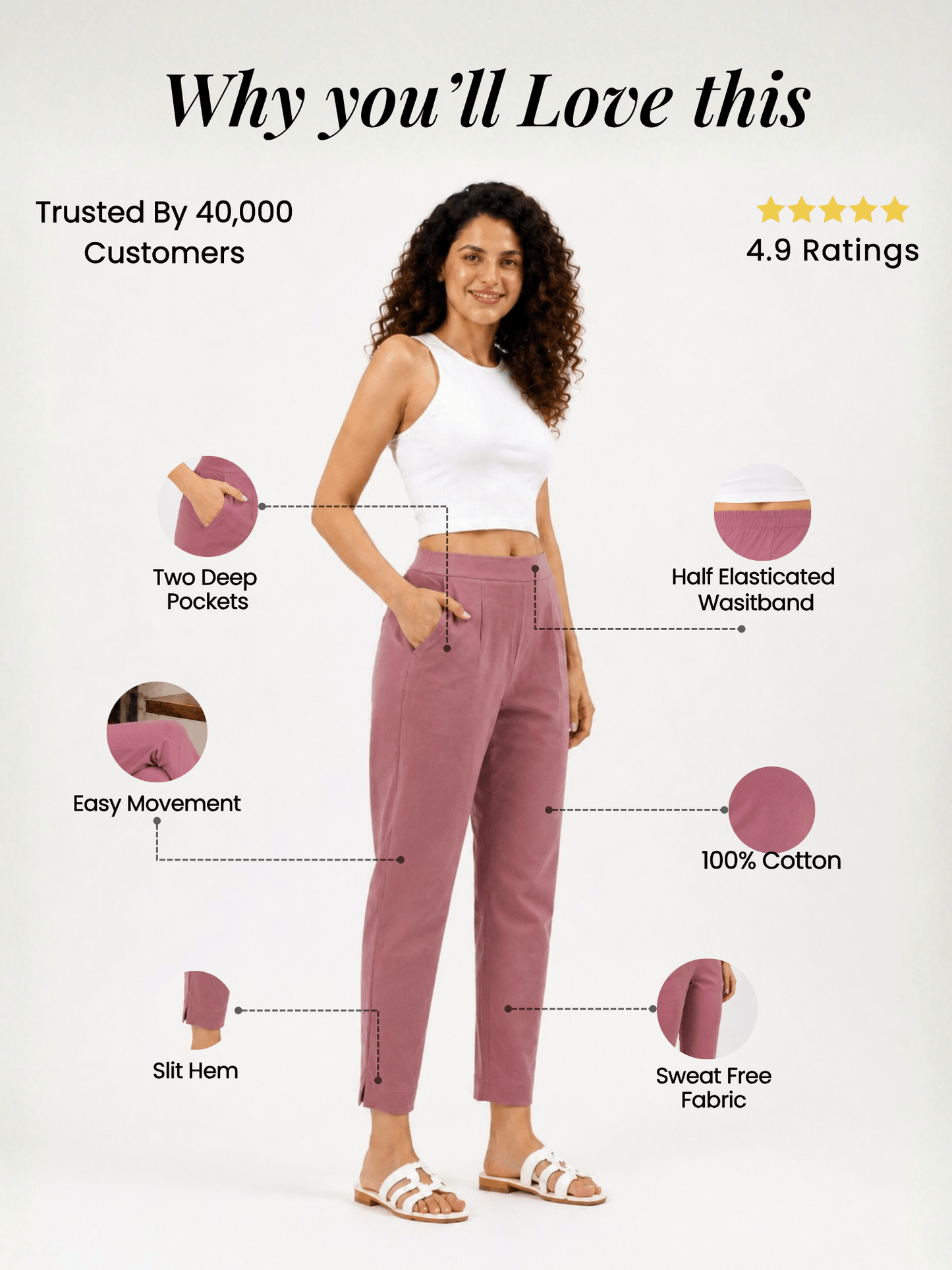 Women’s Rose Taupe Cotton Pants