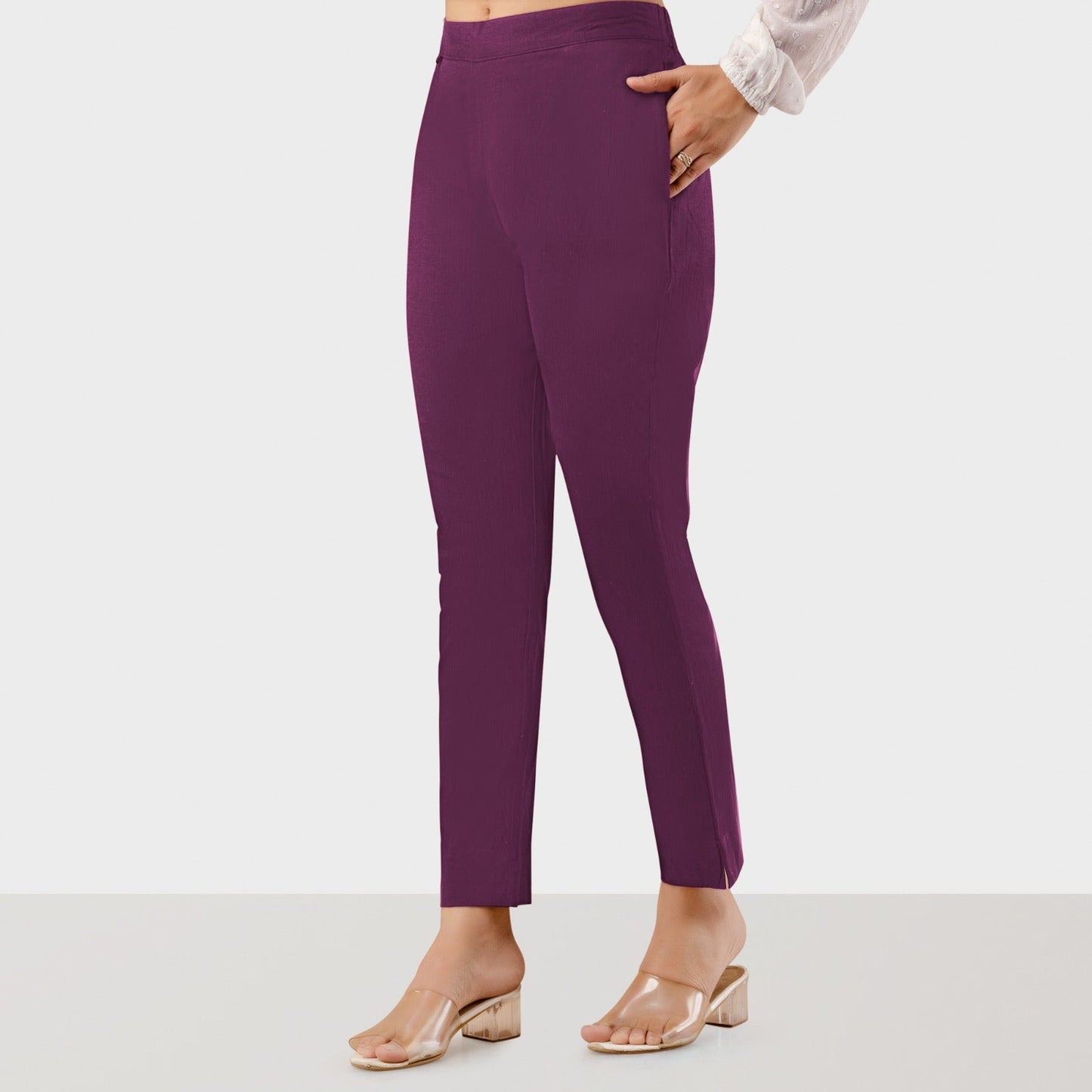 Regular Fit Women Purple Stretchable Pants