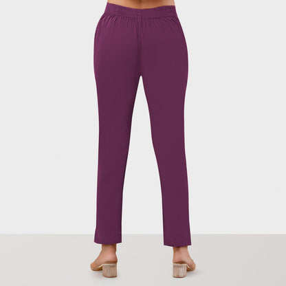 Regular Fit Women Purple Stretchable Pants
