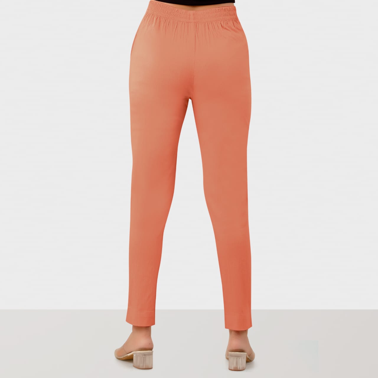 Regular Fit Women Salmon Orange Stretchable Pants