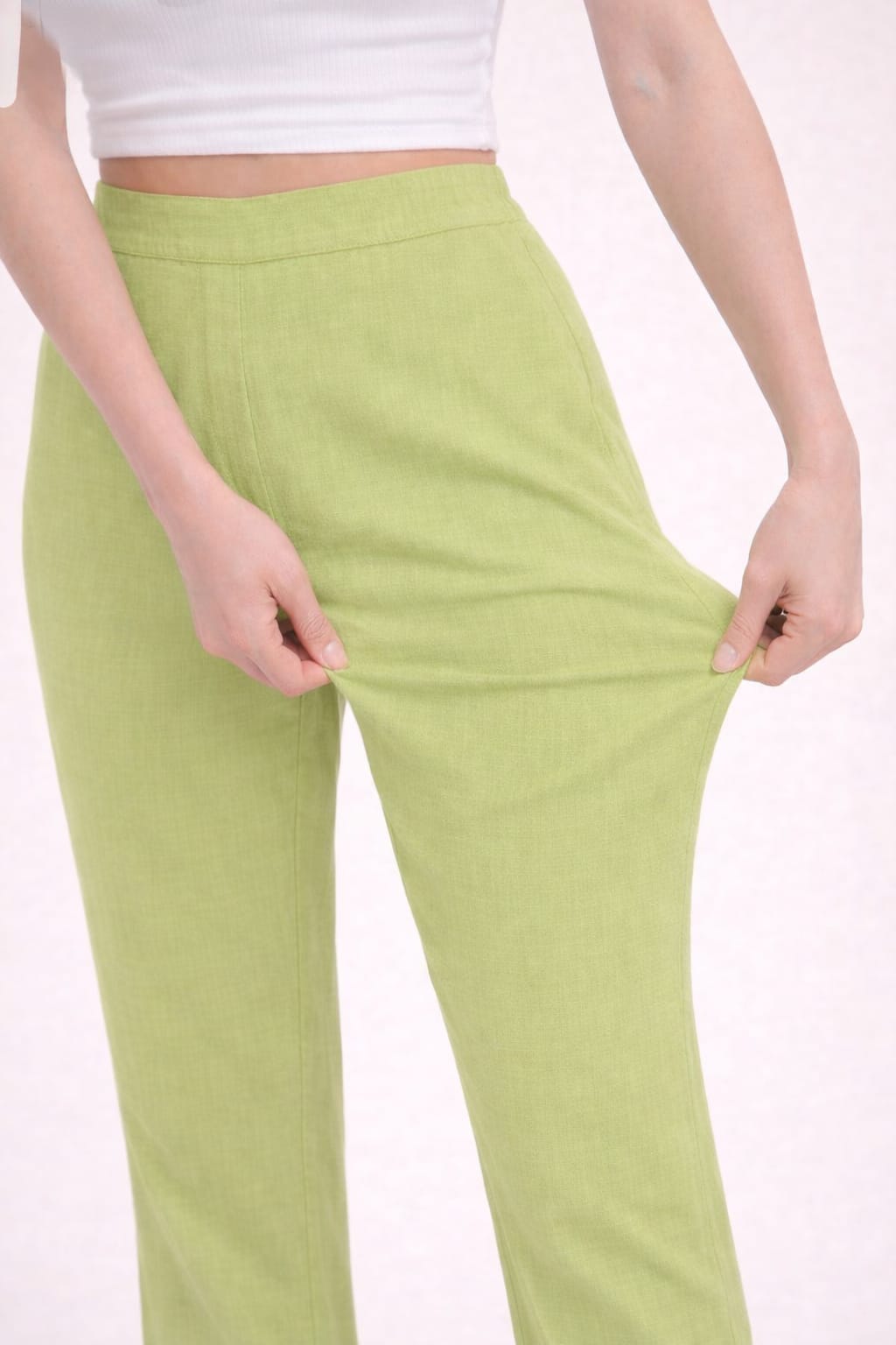 Regular Fit Women Pista Green Stretchable Pants