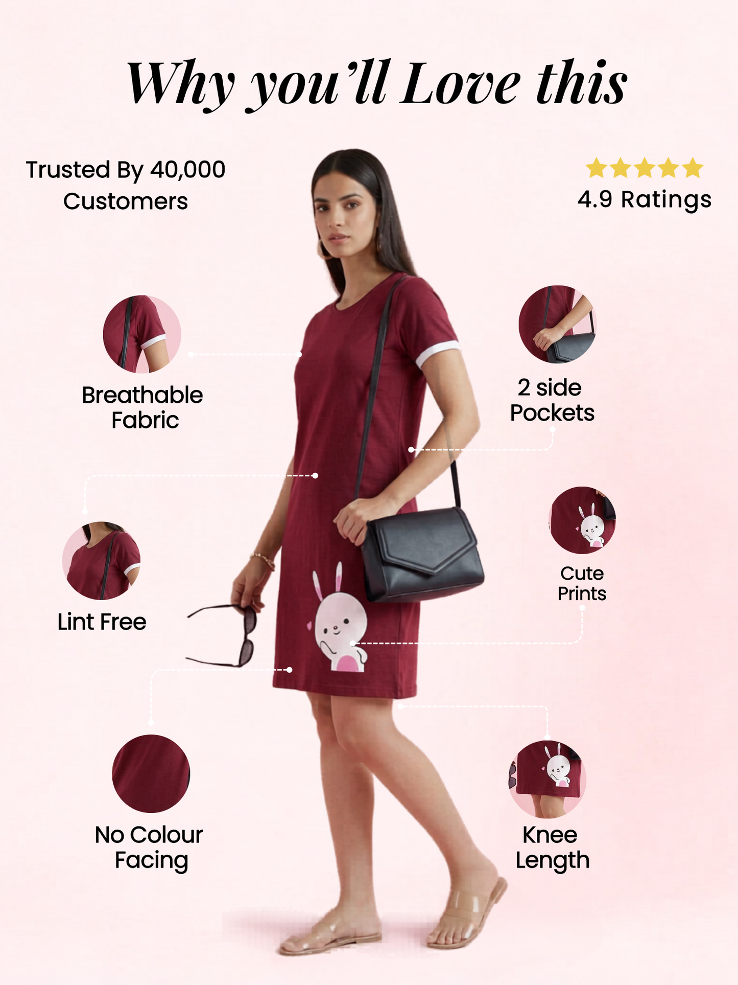 Women Maroon All Day T-shirt