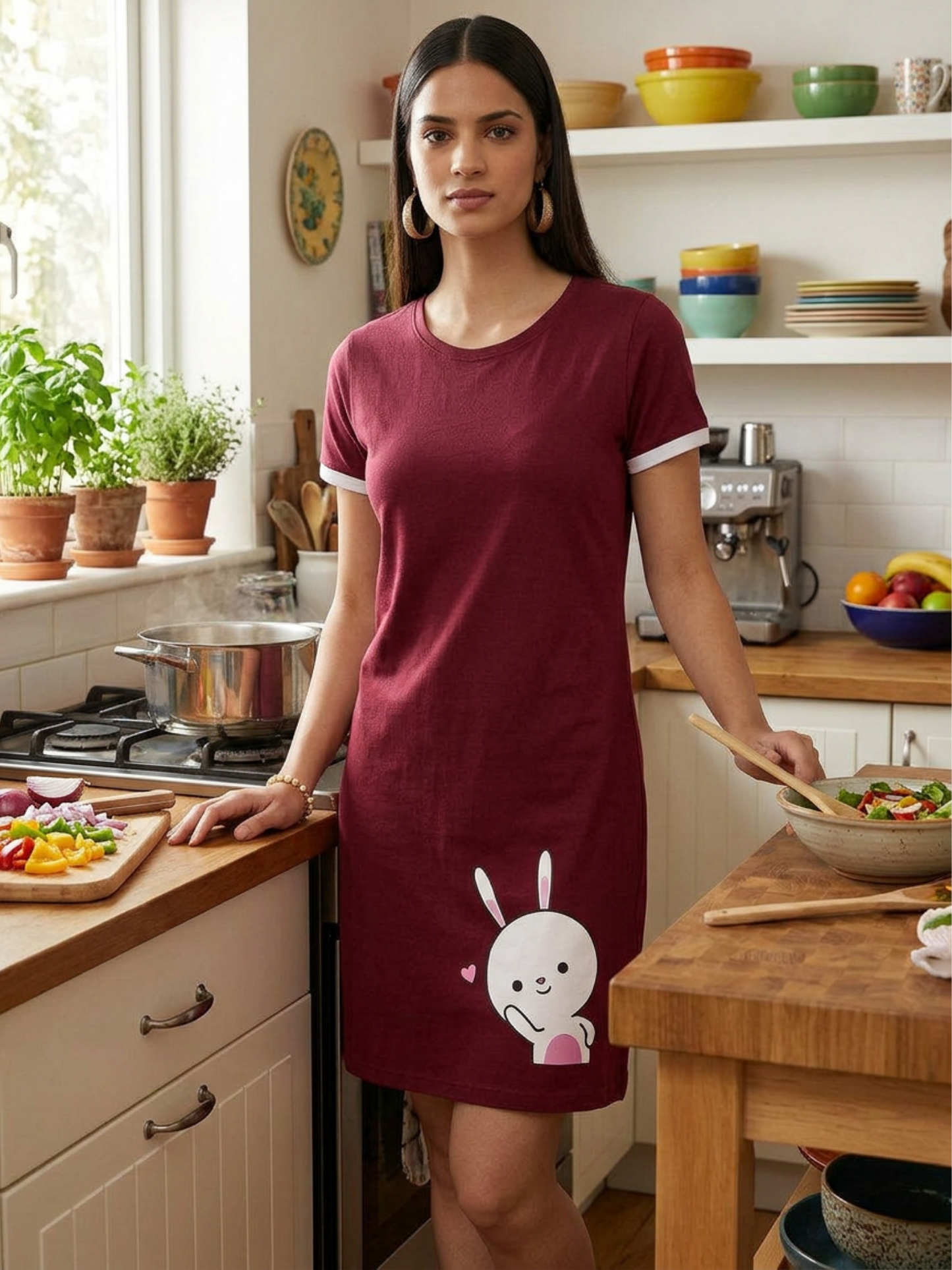 Women Maroon All Day T-shirt