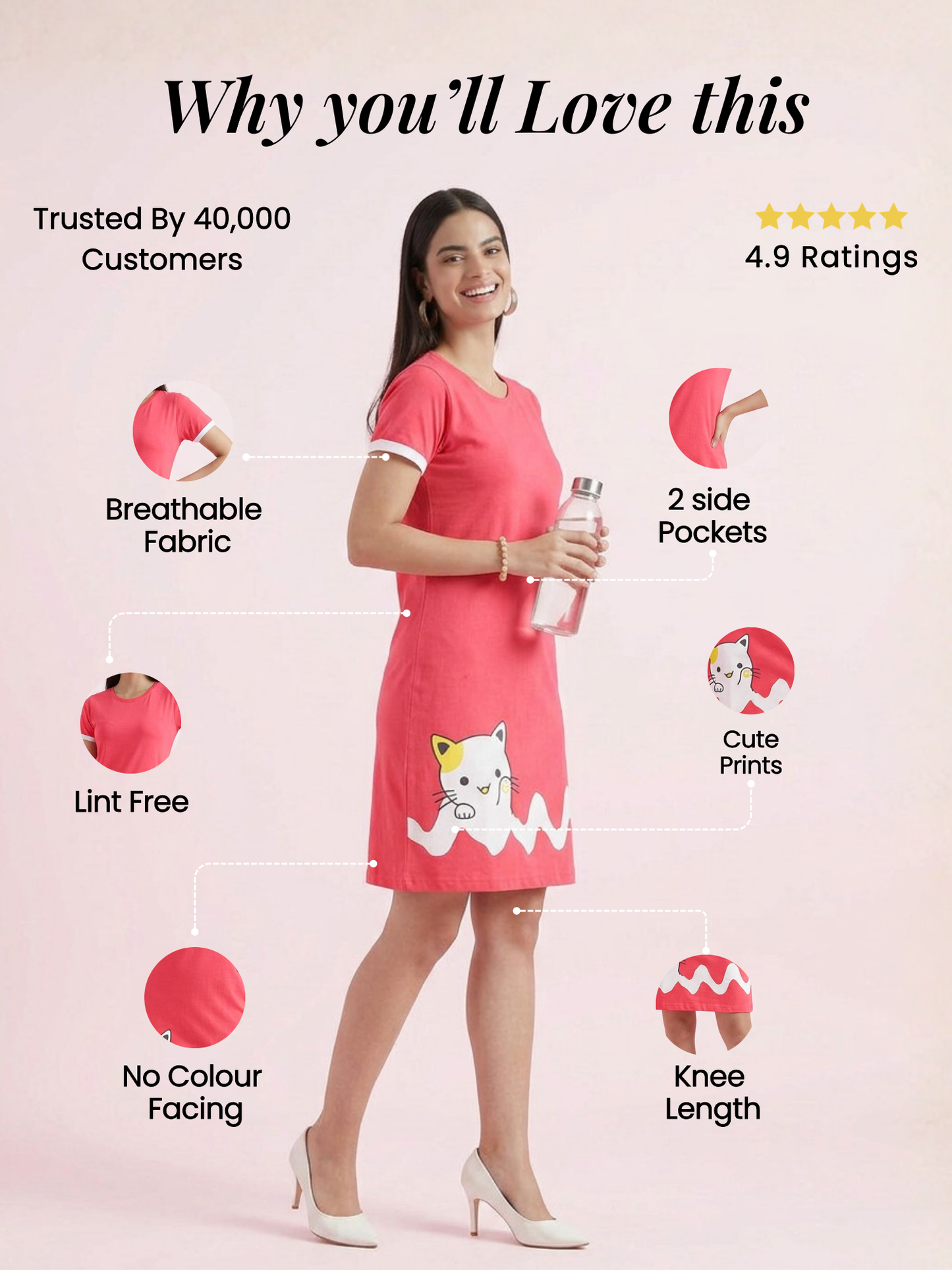 Women Pink All Day T-shirt