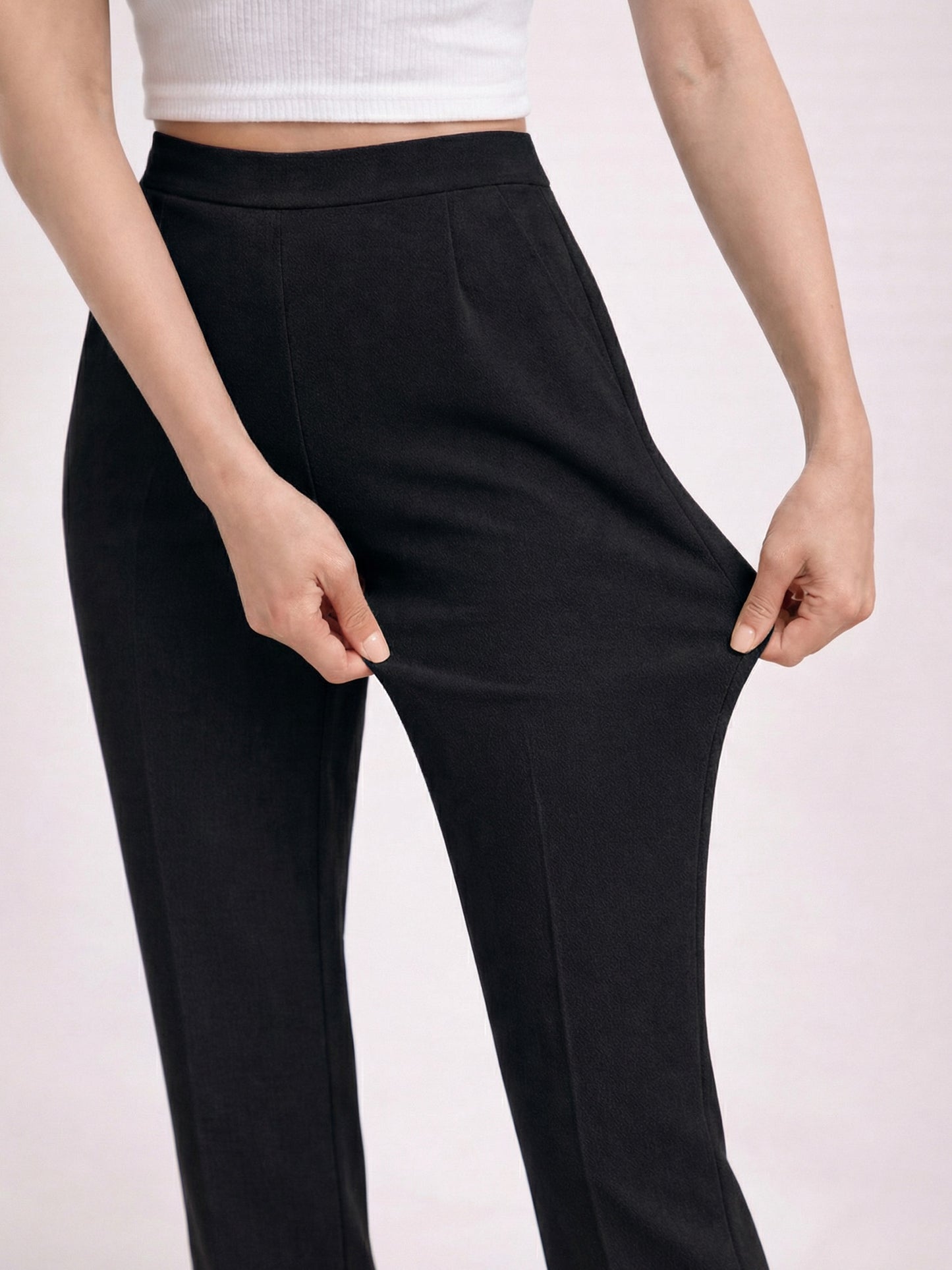 Regular Fit Women Black Stretchable Pants
