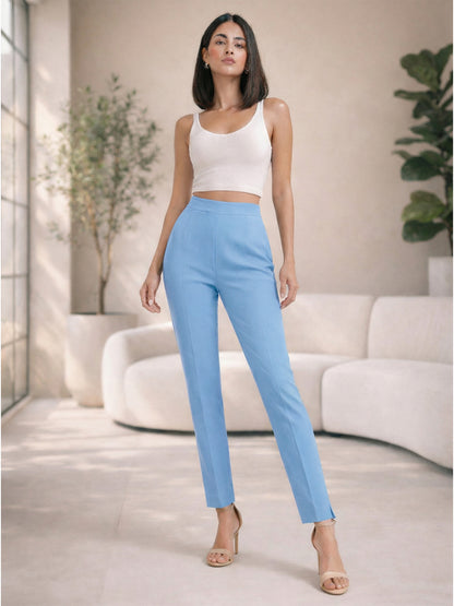 Regular Fit Women Denim Blue Stretchable Pants