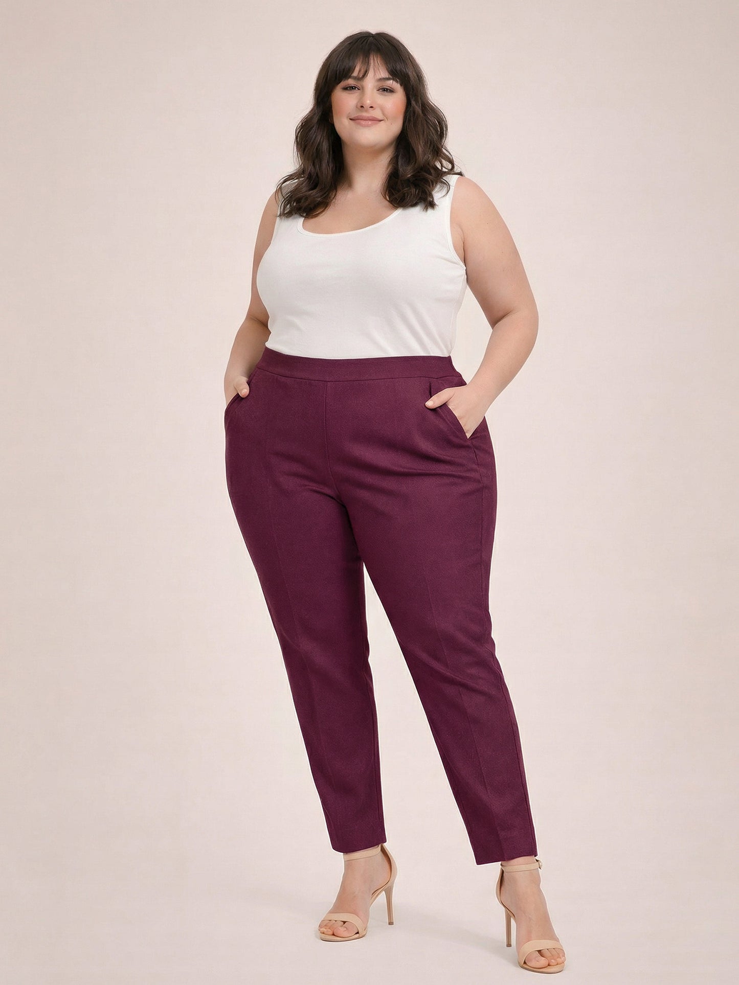 Regular Fit Women Wine Stretchable Pants