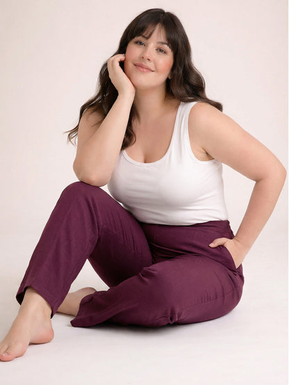 Regular Fit Women Wine Stretchable Pants