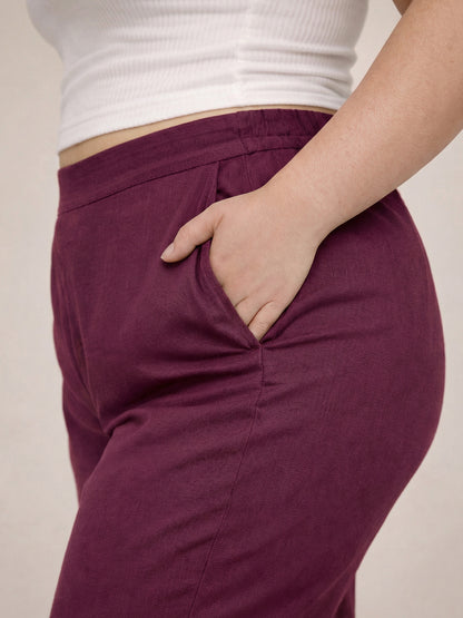 Regular Fit Women Wine Stretchable Pants
