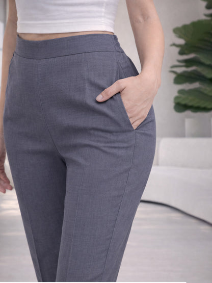 Regular Fit Women Dark Grey Stretchable Pants