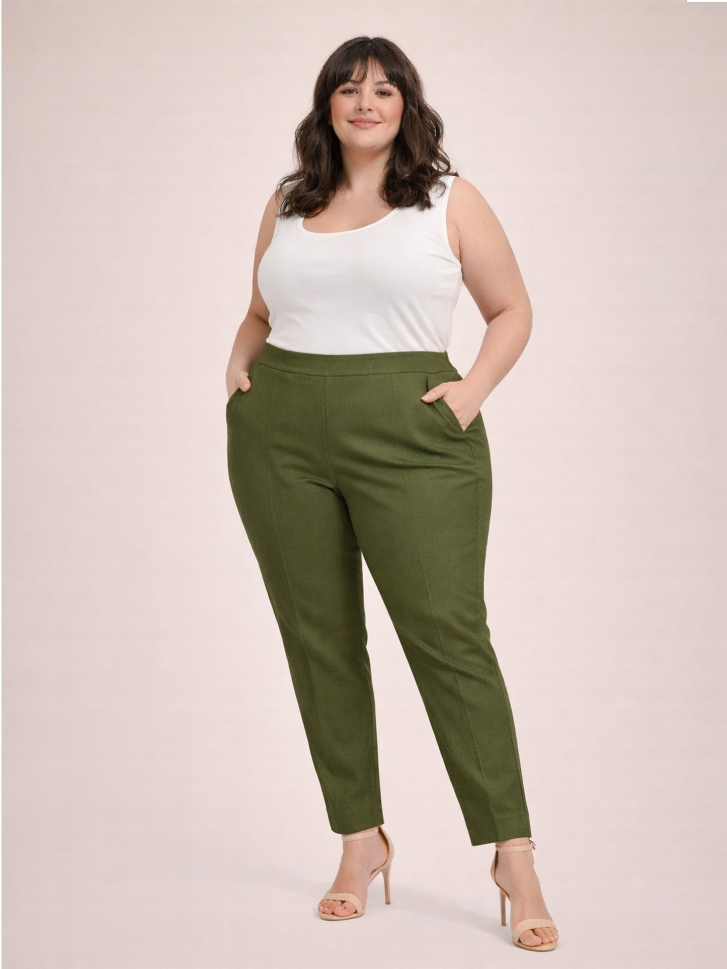 Regular Fit Women Mehendi Green Stretchable Pants
