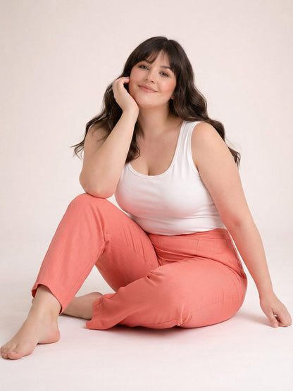 Regular Fit Women Peach Stretchable Pants