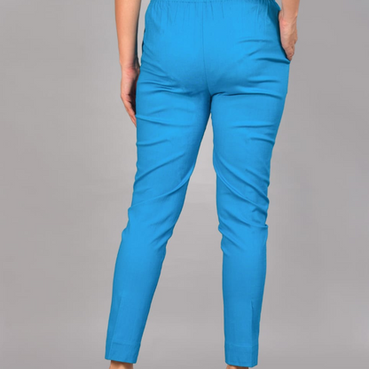 Regular Fit Women Firozi Stretchable Pants