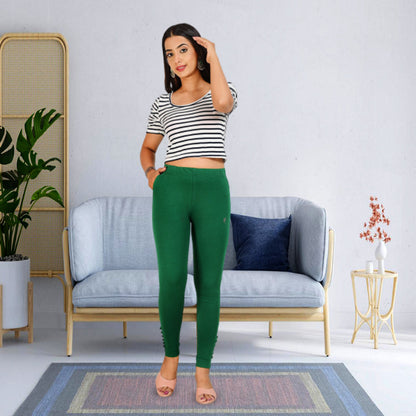 Ankle Length Western Wear Green Boondi Legging