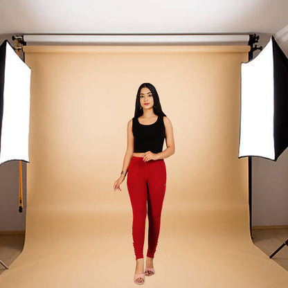 Ankle Length Western Wear Maroon Boondi Legging