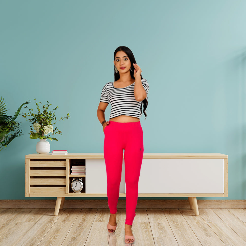 Ankle Length Western Wear Pink Legging