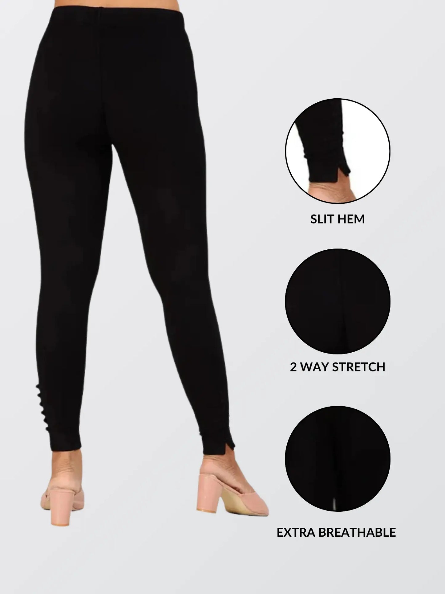 Ankle Length Western Wear Black Boondi Legging