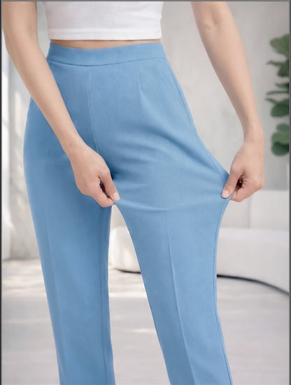 Regular Fit Women Denim Blue Stretchable Pants