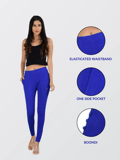 Ankle Length Western Wear Blue Boondi Legging